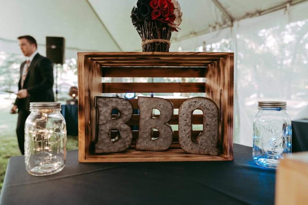 a wooden box and letters