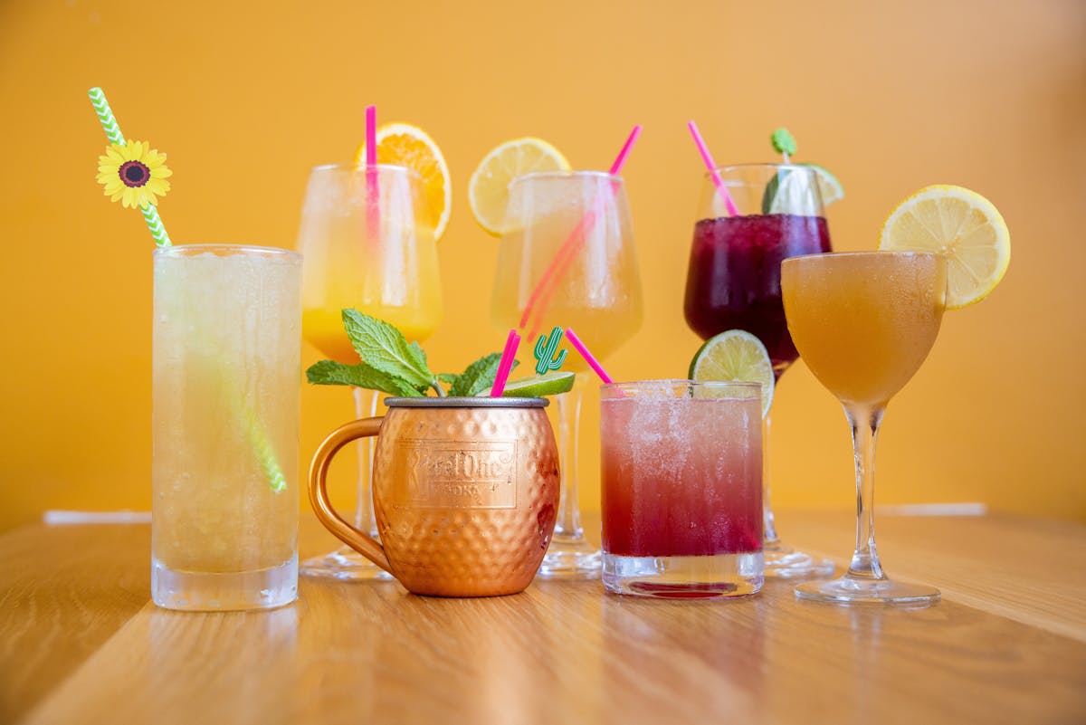 a glass cup on a table