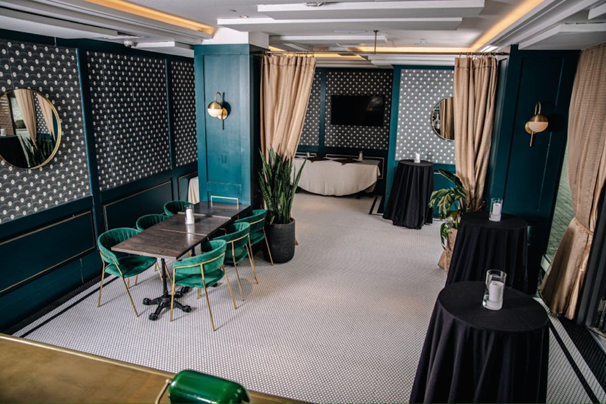 a green chair in a room