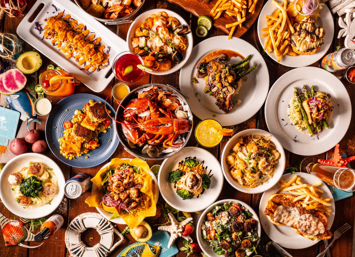 many different types of food on a table