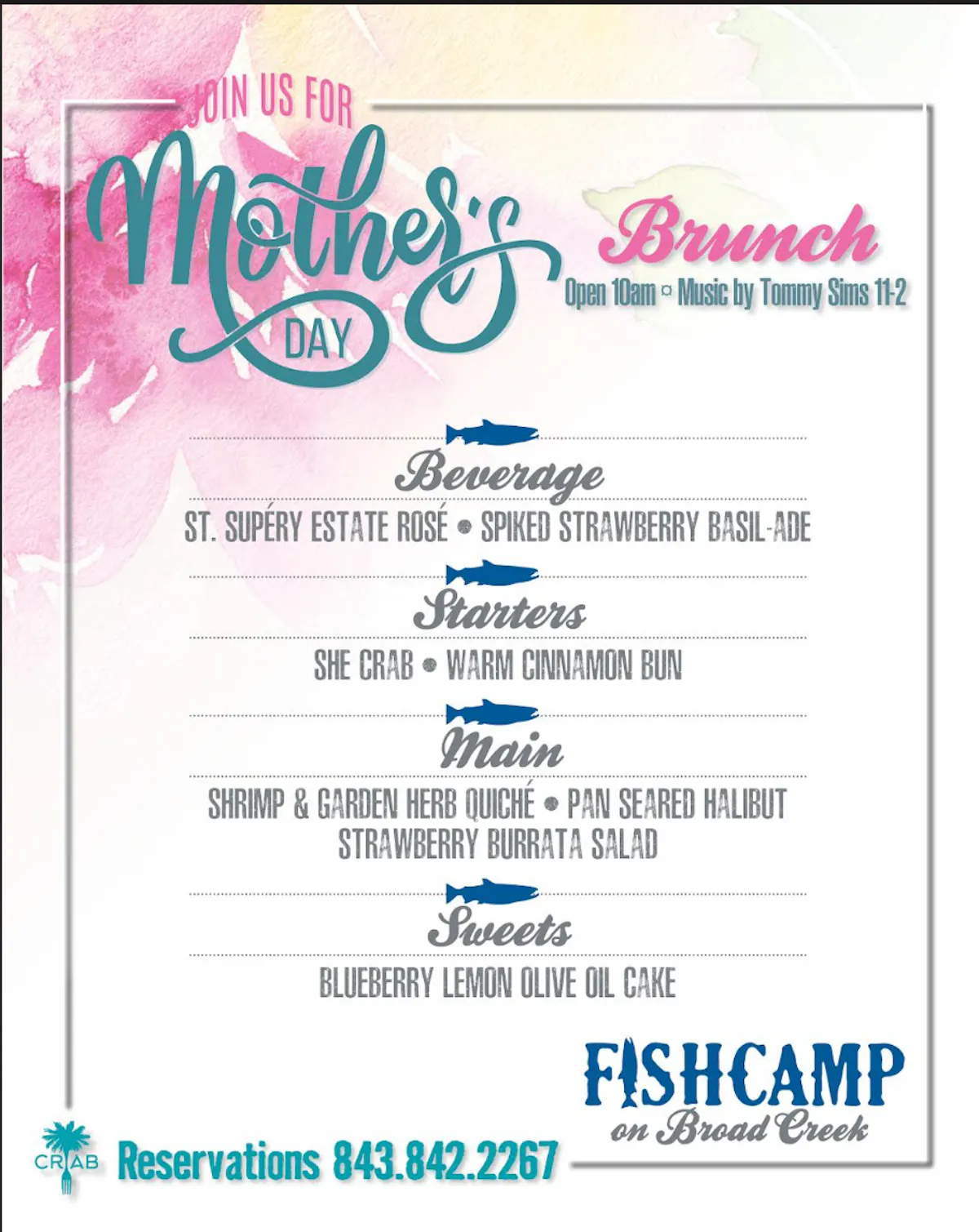 a menu with watercolor flowers