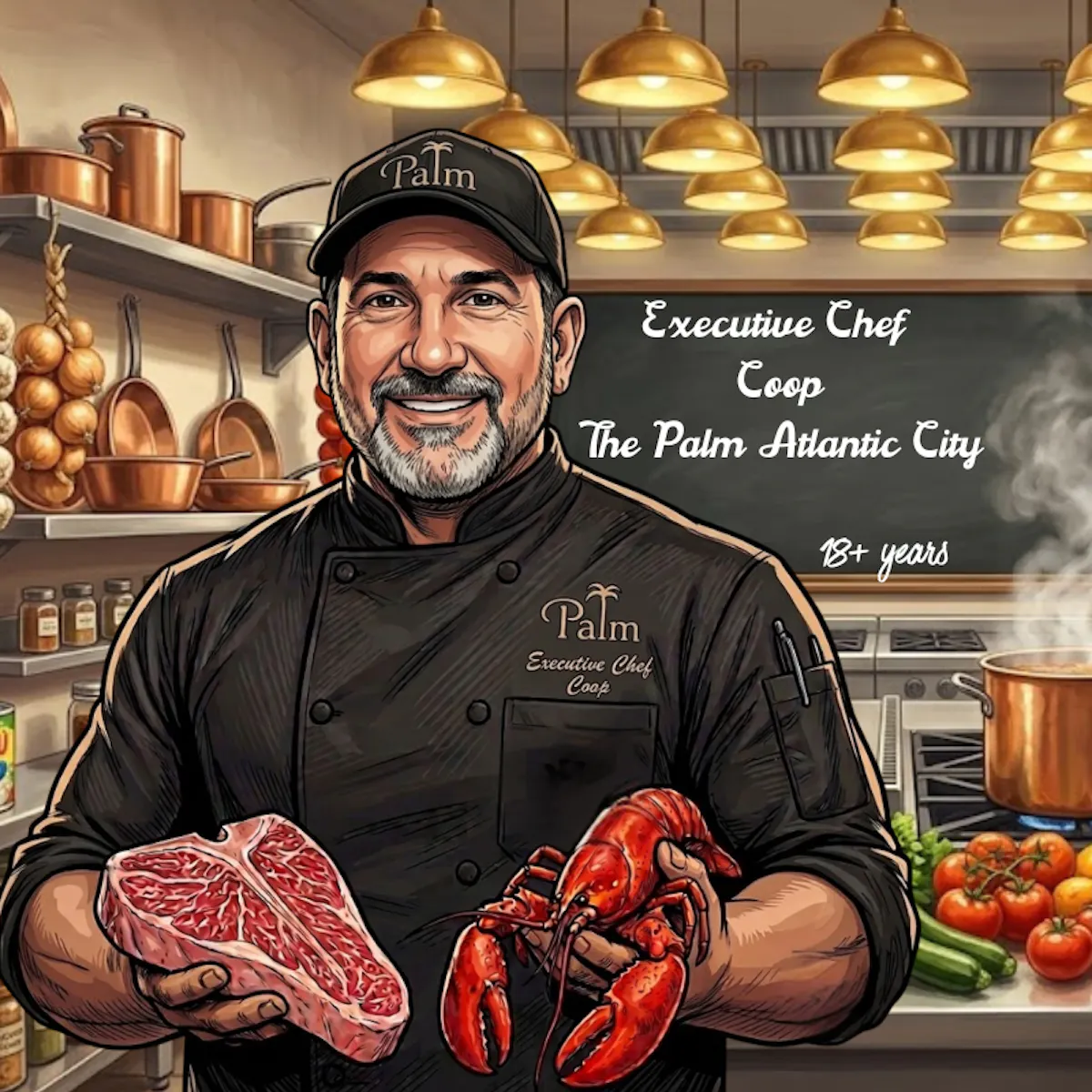 a man holding a piece of meat