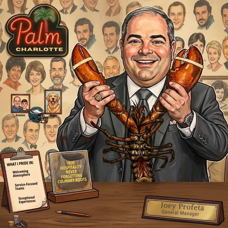 a man holding a lobster