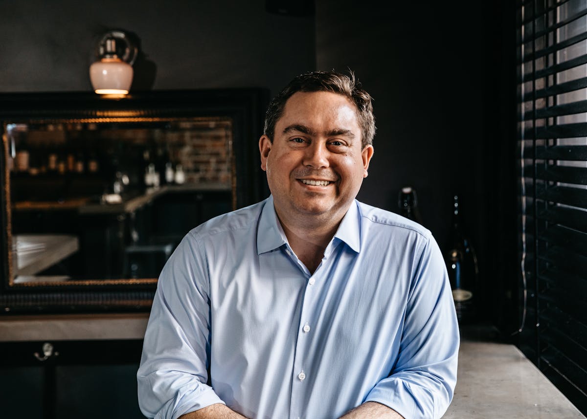 a man sitting on a table