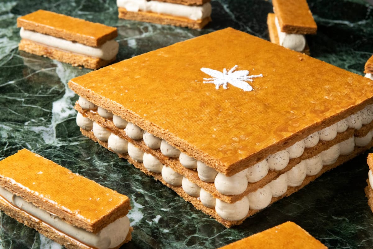 a piece of cake sitting on top of a table