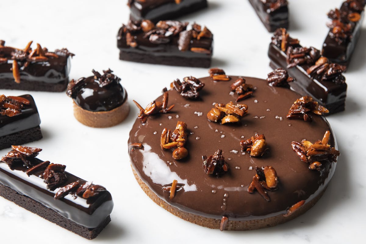 a piece of chocolate cake on a plate