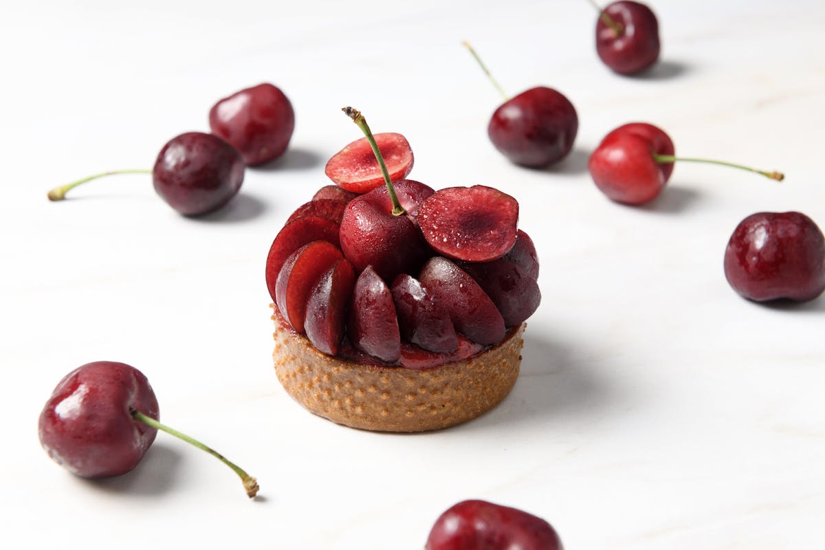a piece of fruit on a plate
