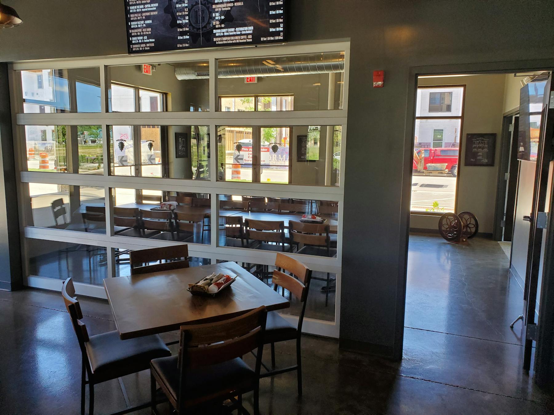 a room with a table in a restaurant