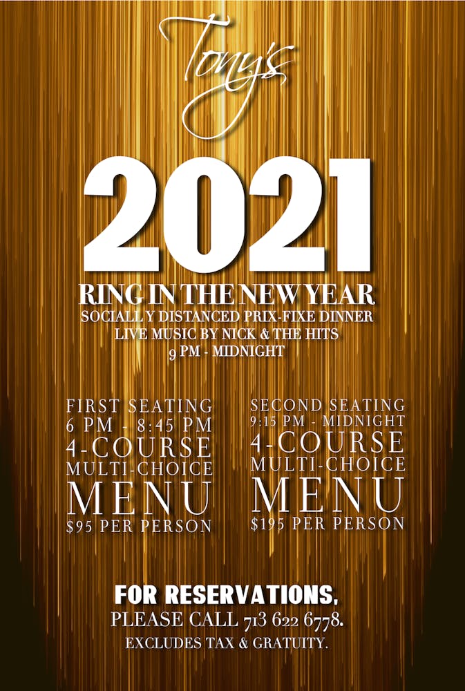 Menu | Tony&#039;s Restaurant in Houston, TX