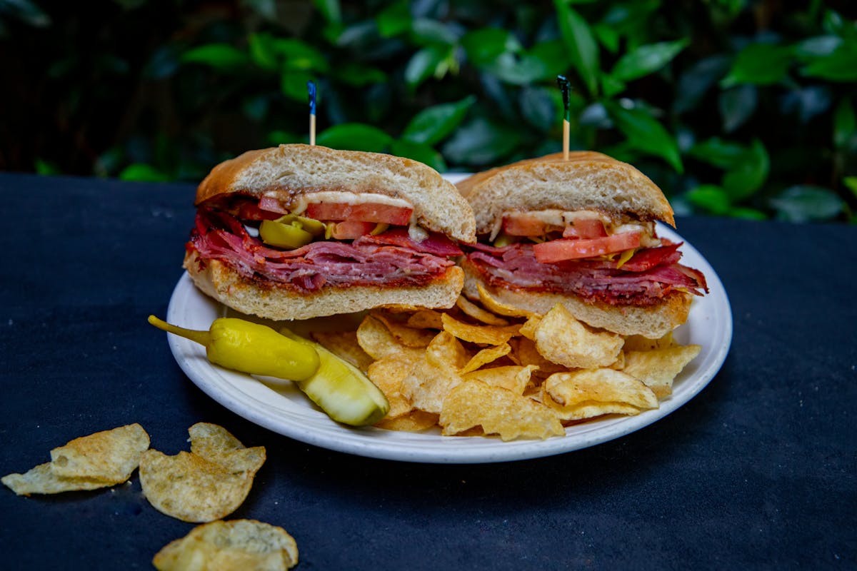 a close up of a sandwich on a plate