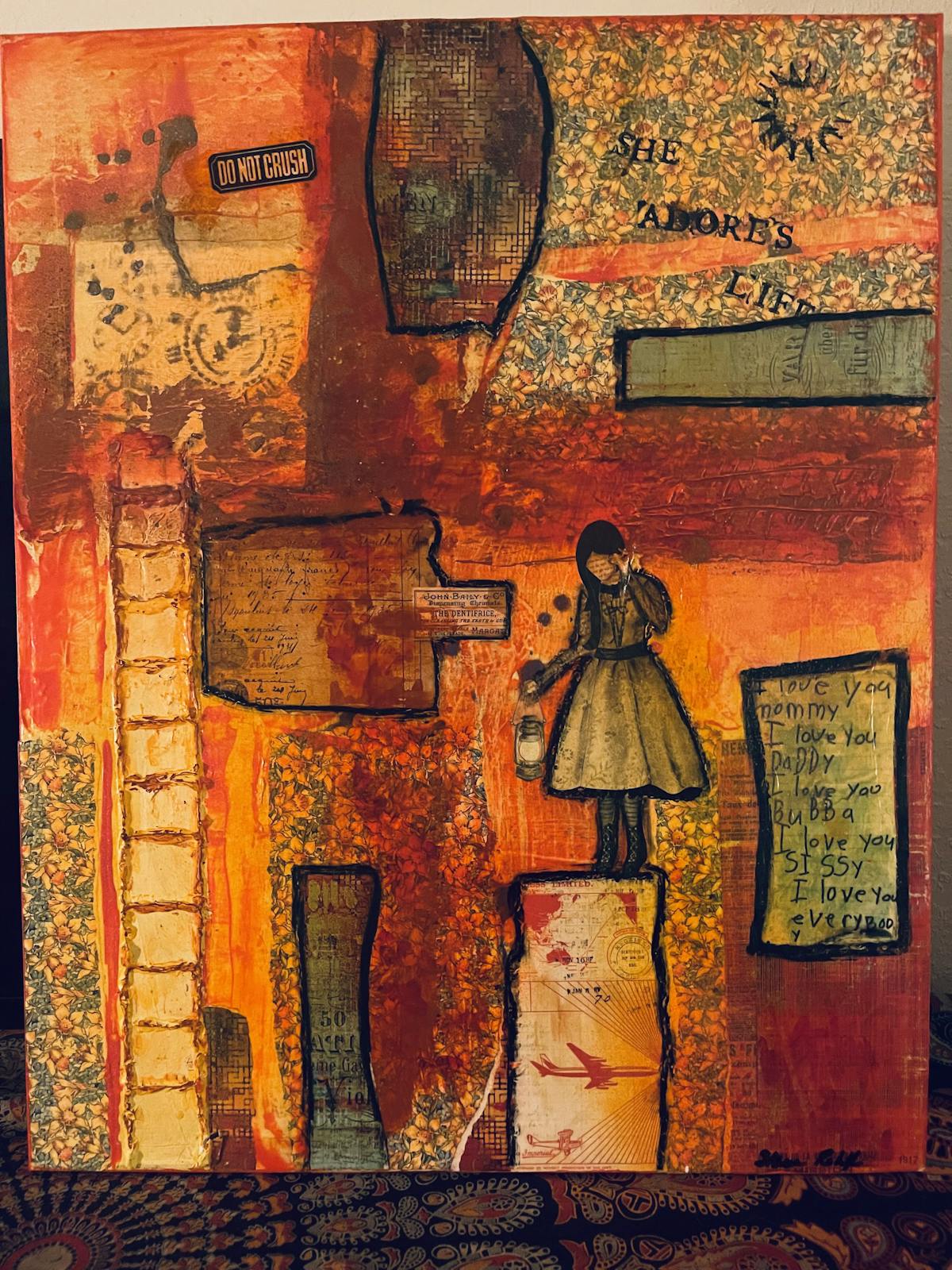 a painting of a graffiti covered wall