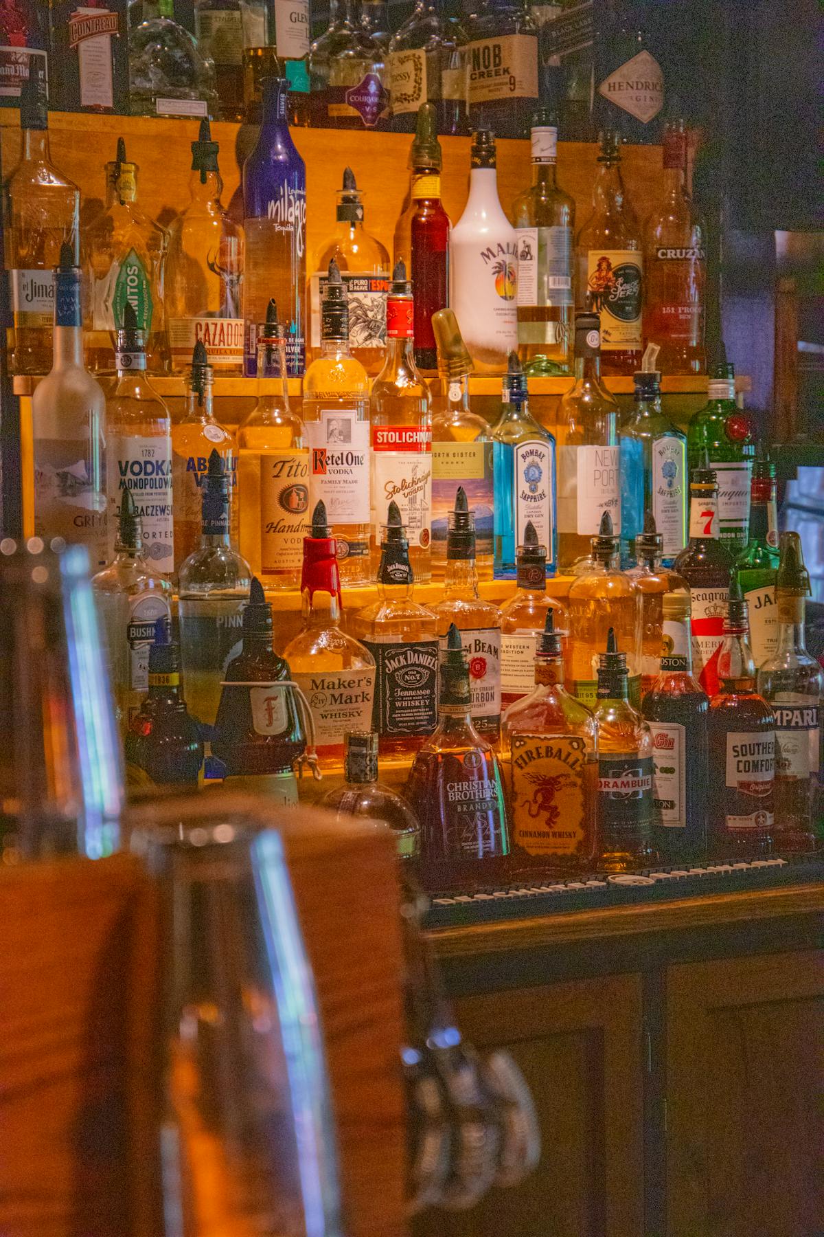 a bottle of items on a table