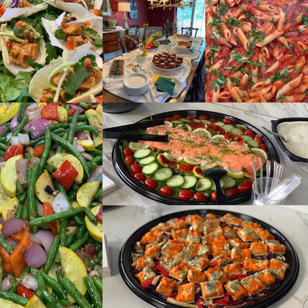 many different types of food on a table
