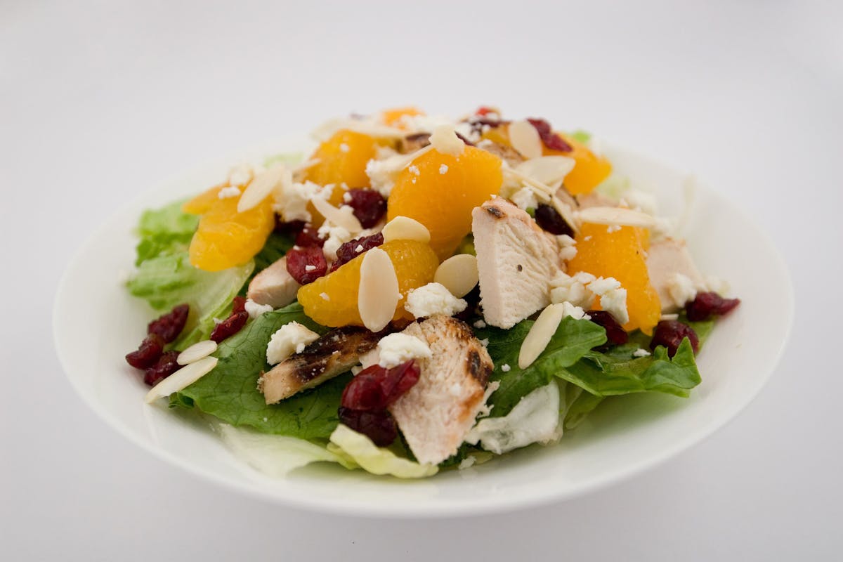 a white plate topped with different types of food