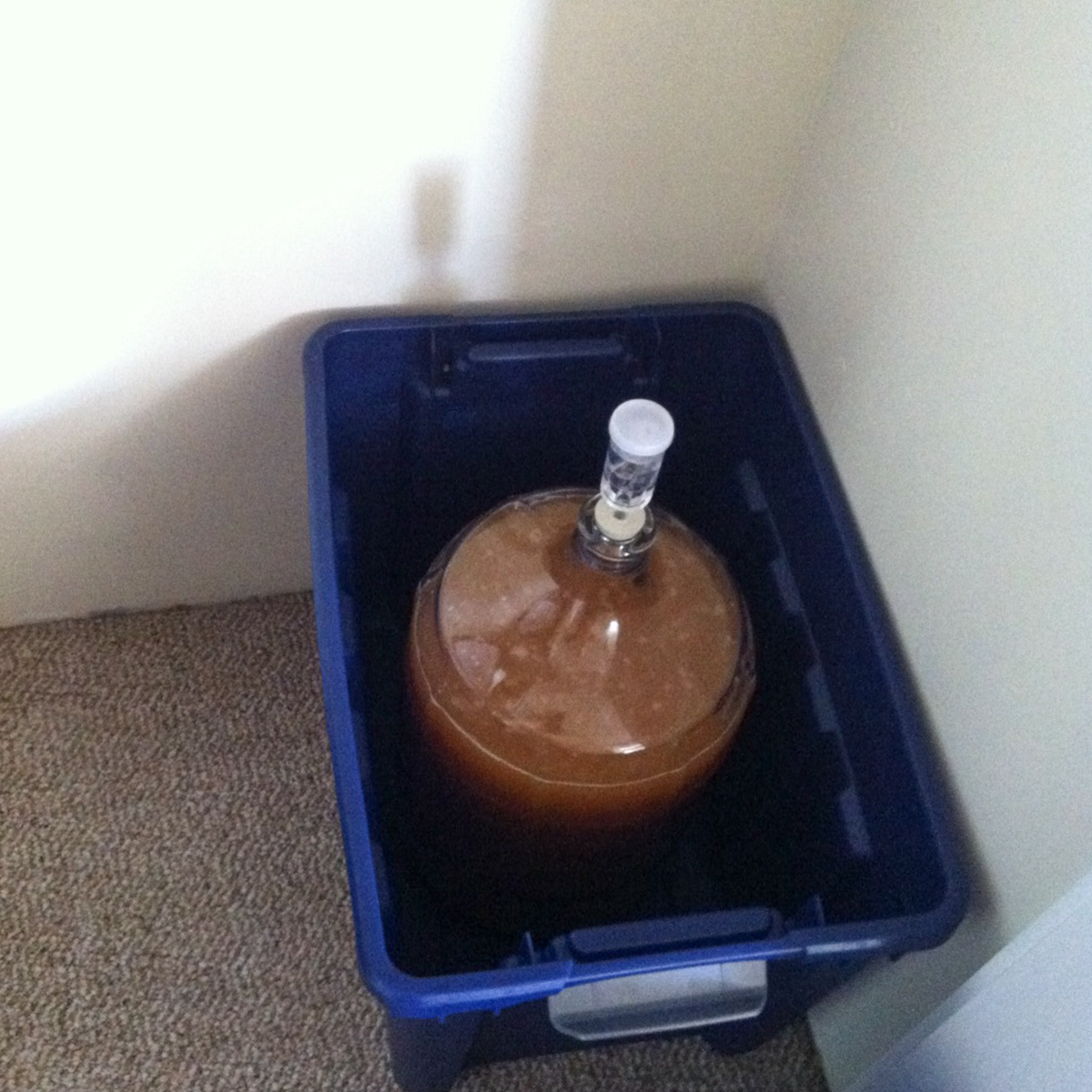 a blue and white box on a table