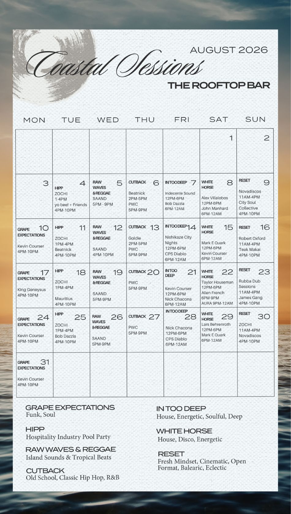 a calendar with a few days of the week