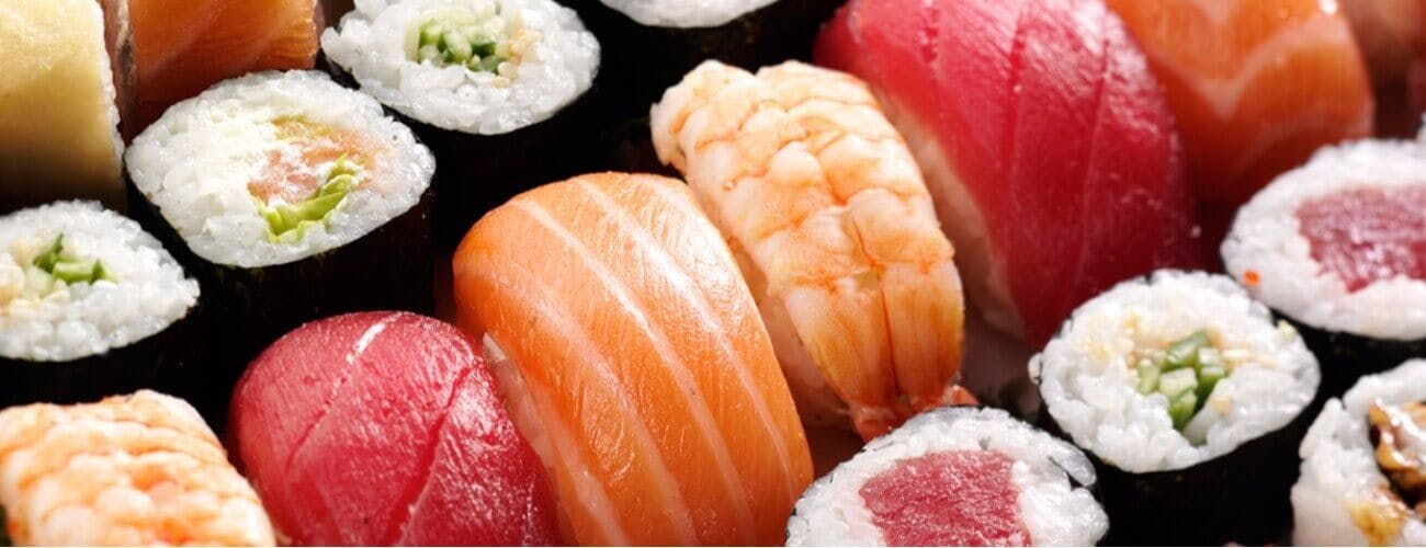 a close up of sushi