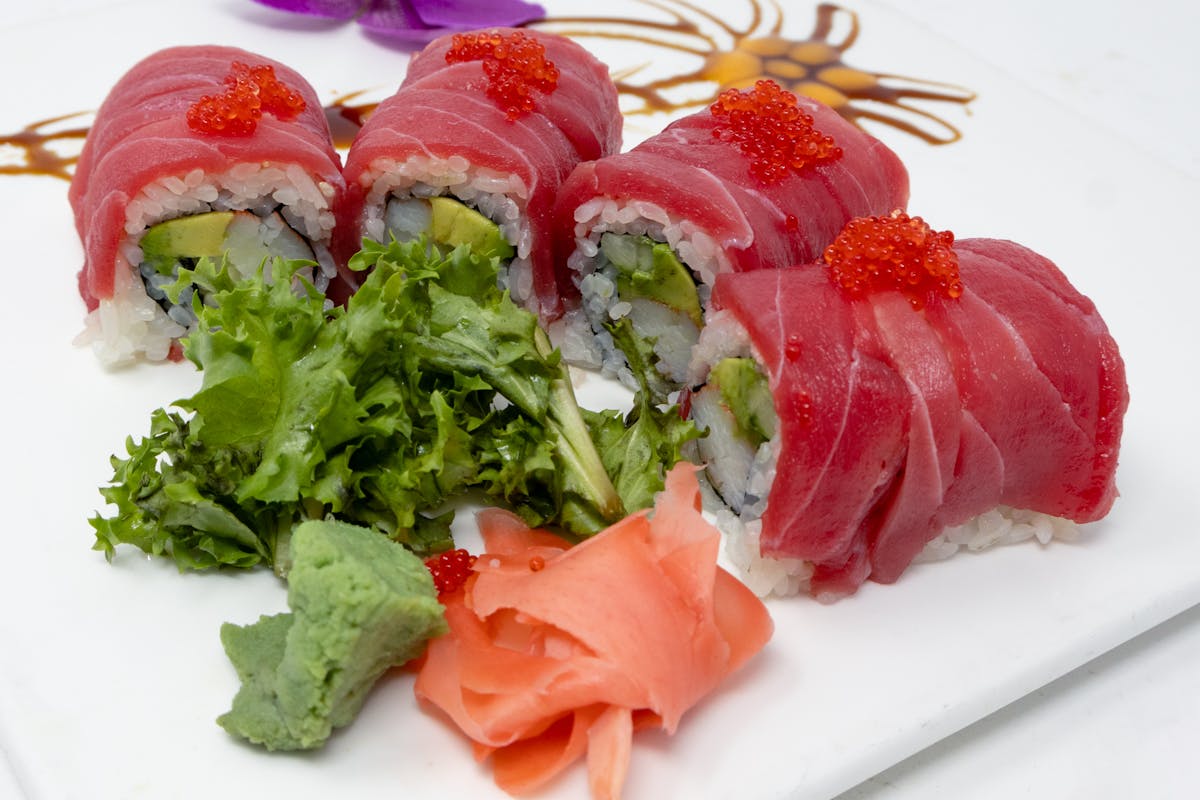 a close up of food on a plate