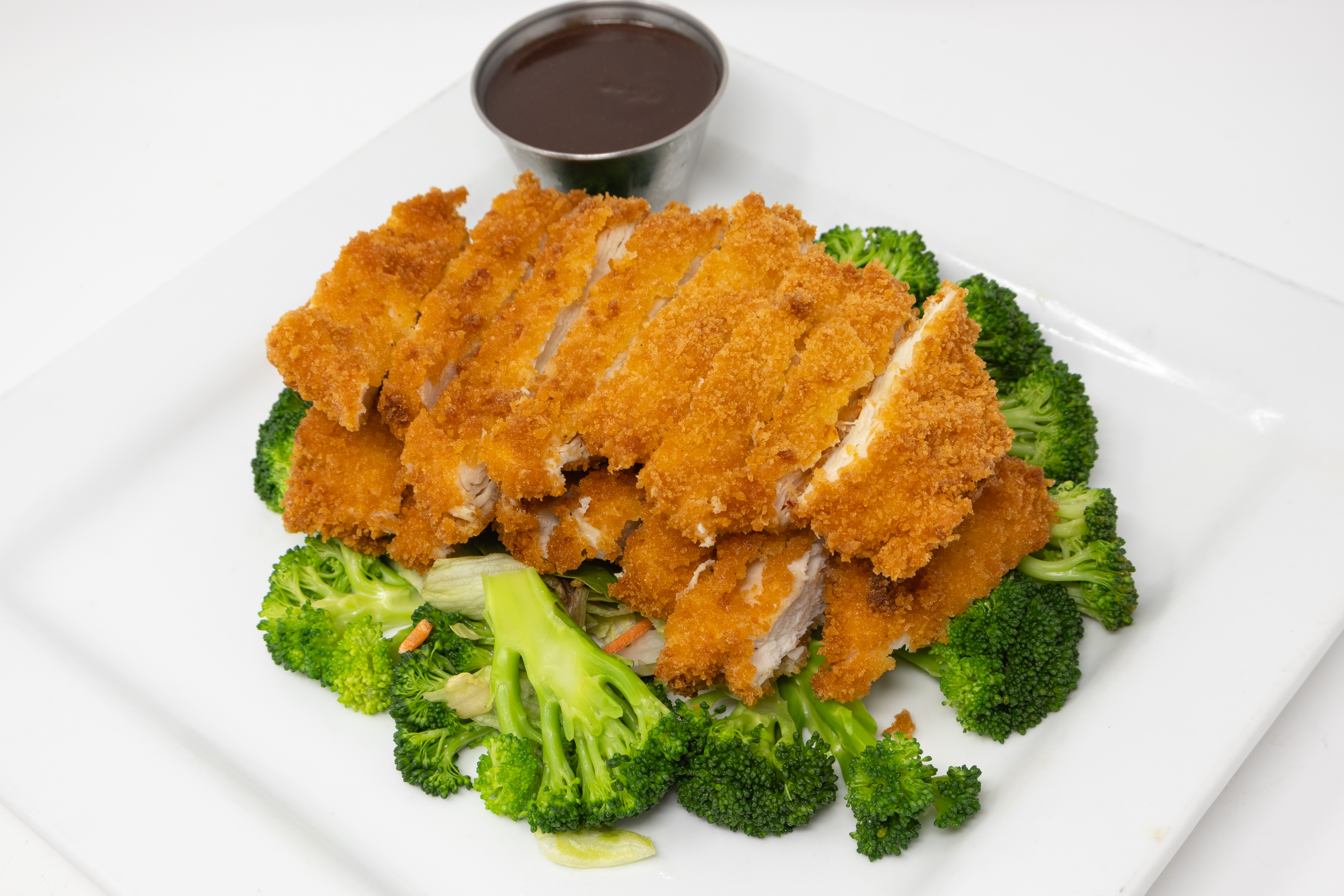 a plate of food with broccoli