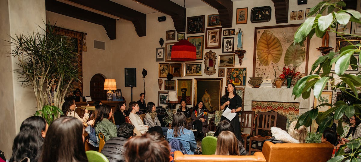 a group of people in a room