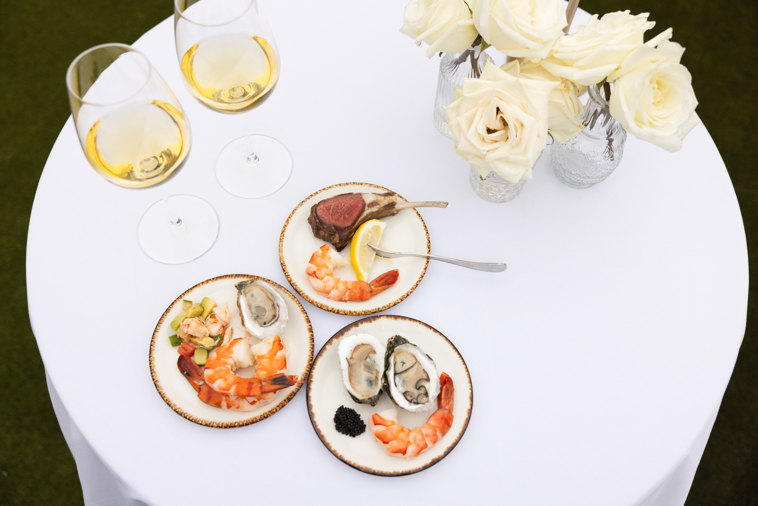 a table topped with plates of food on a plate