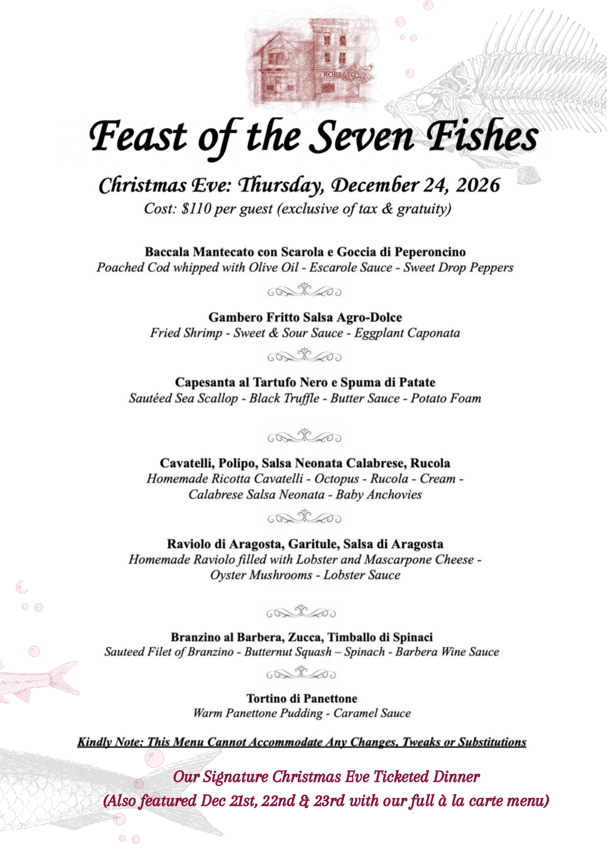a menu of a restaurant
