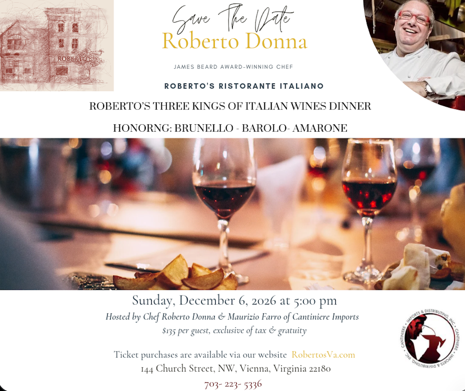 Roberto's Three Kings Decadent December Wine Dinner | Roberto's ...