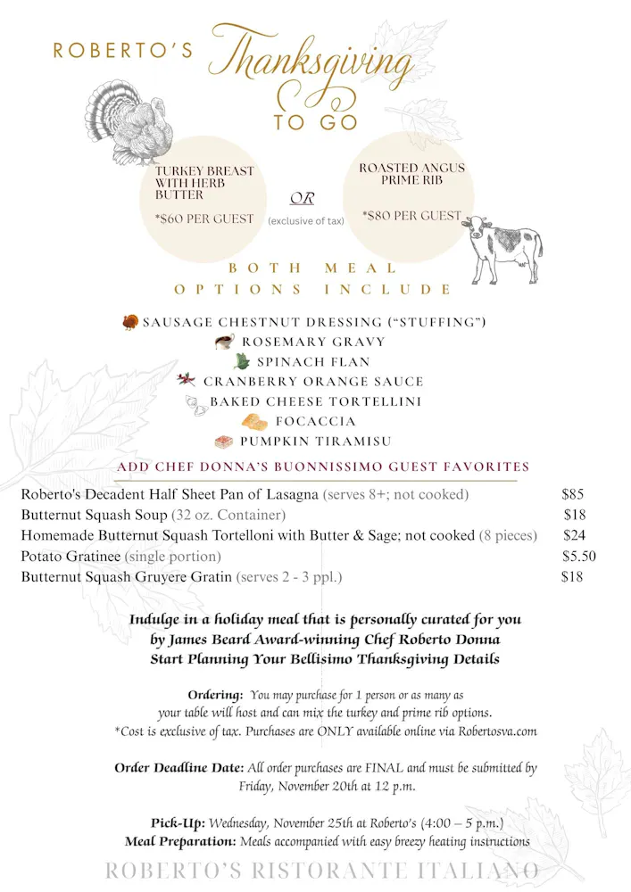 a menu with text and images