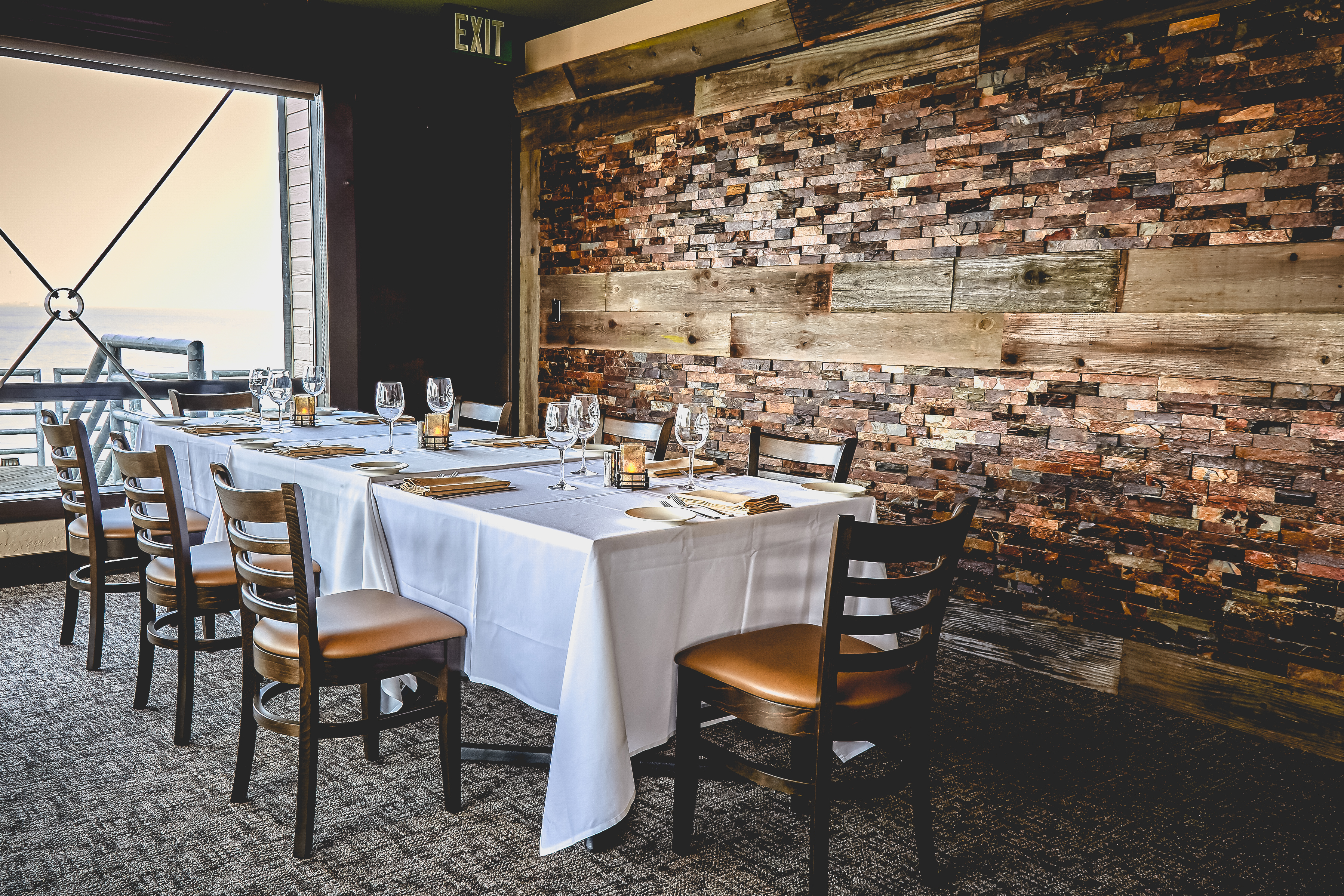 a room with table and chairs