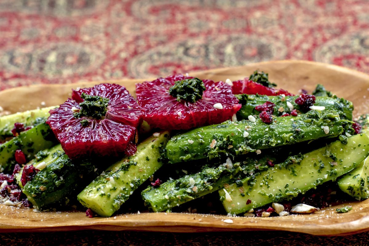 a plate of food with broccoli
