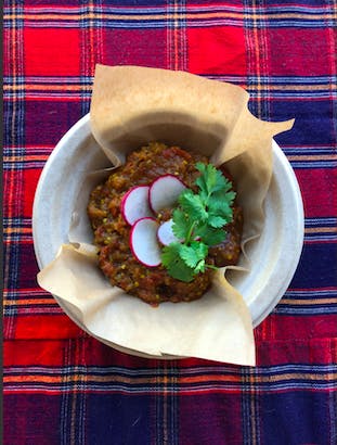 a plate of food on a table