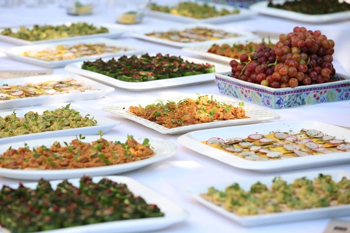 a bunch of food on a table