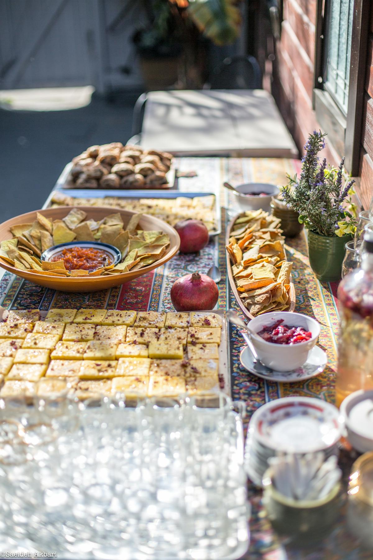 a table topped with plates of food
