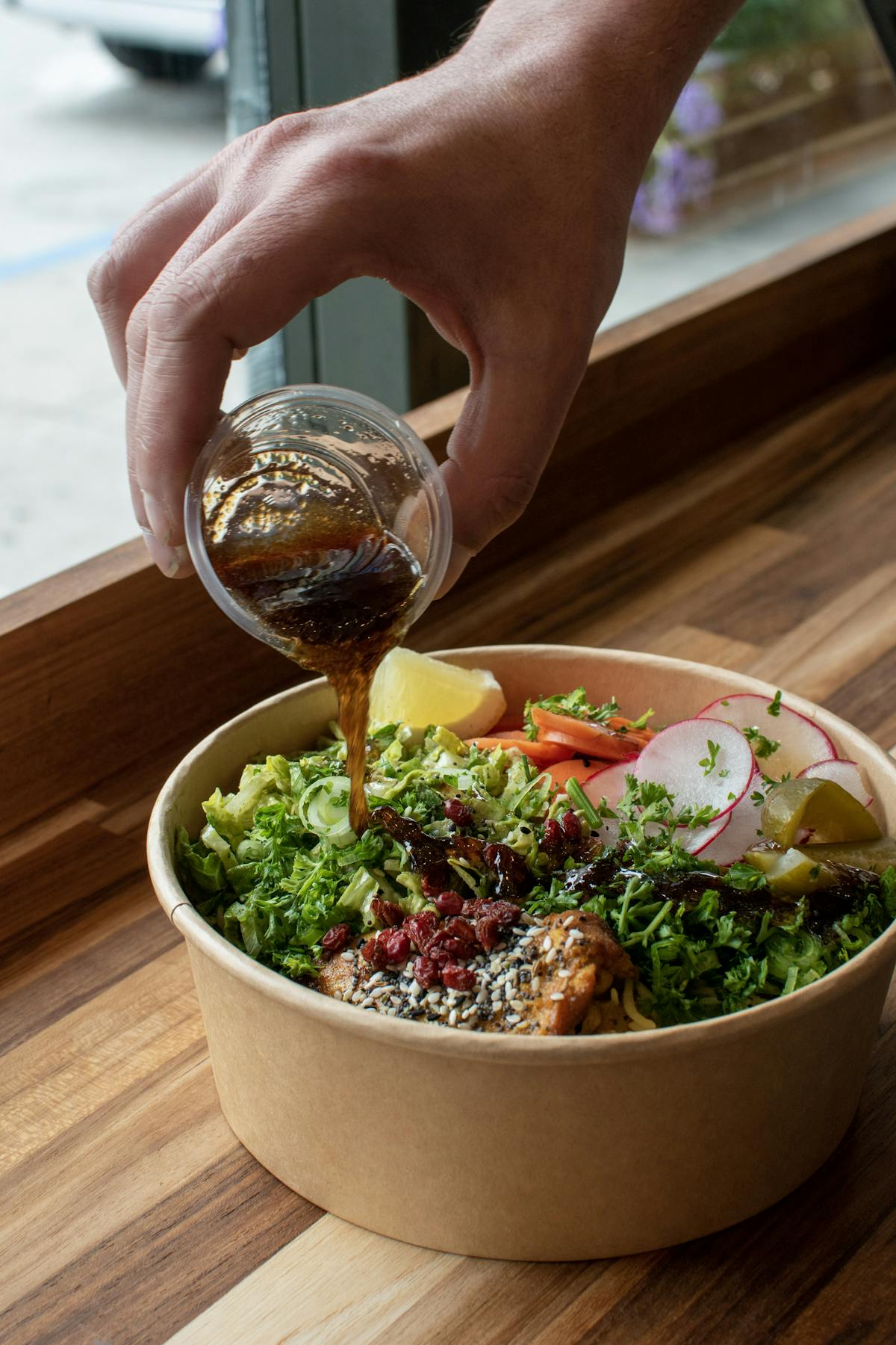 a bowl of food on a table