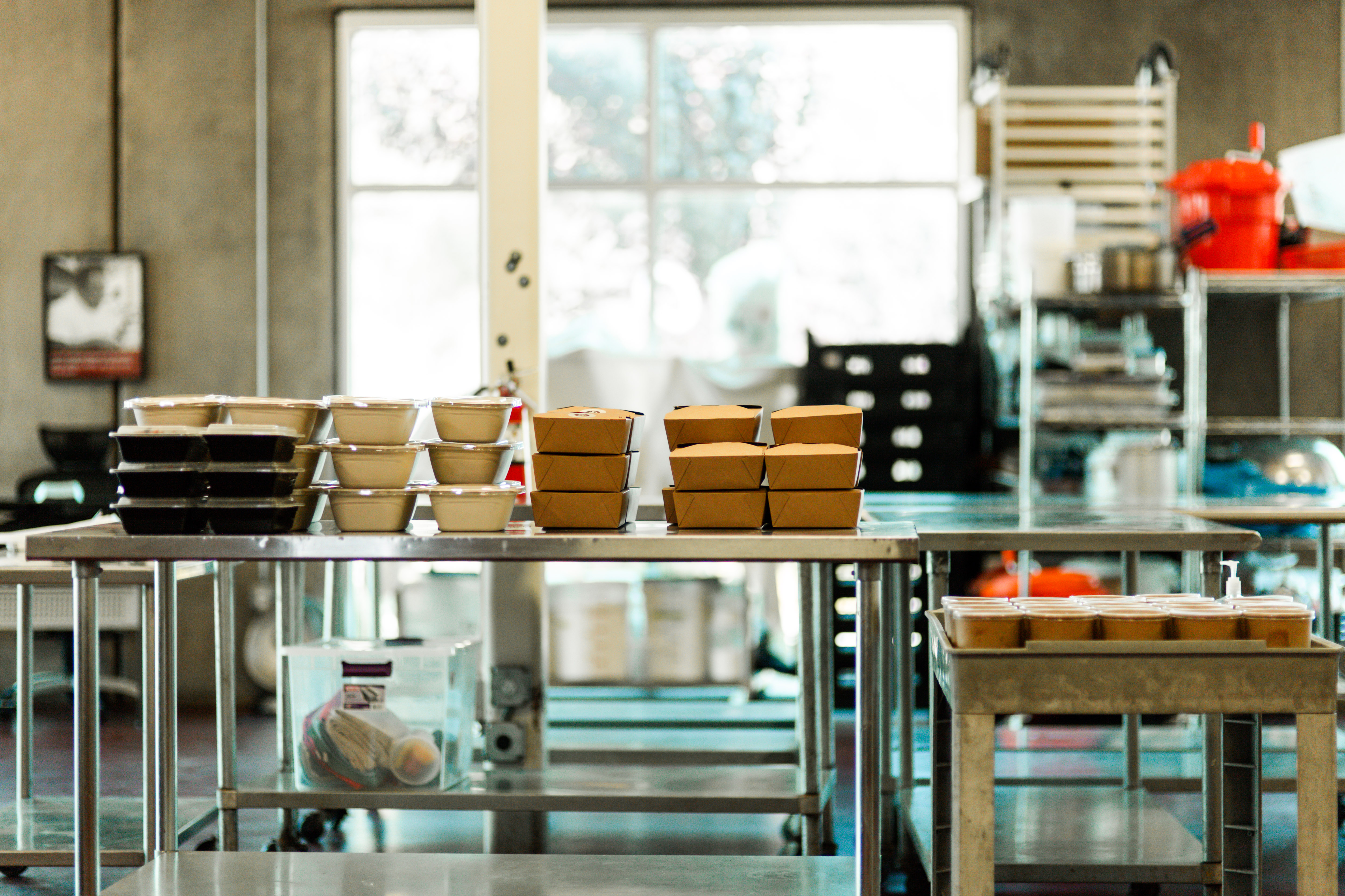 a group of containers on a table