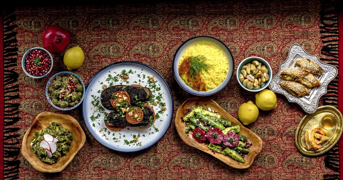 a table topped with different types of food on a plate