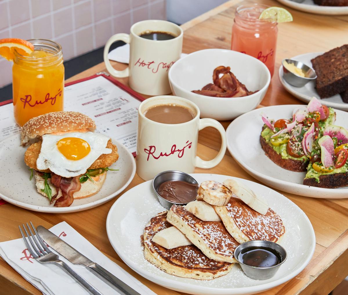 a plate of food and a cup of coffee on a table