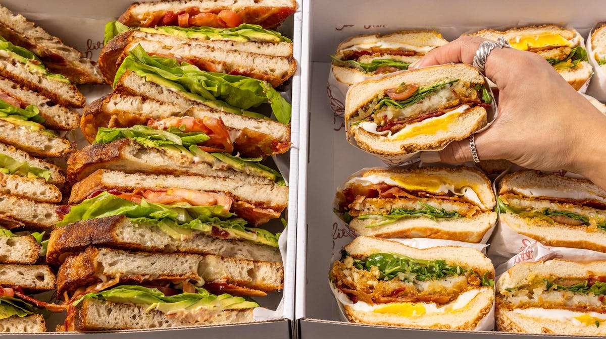 a sandwich cut in half