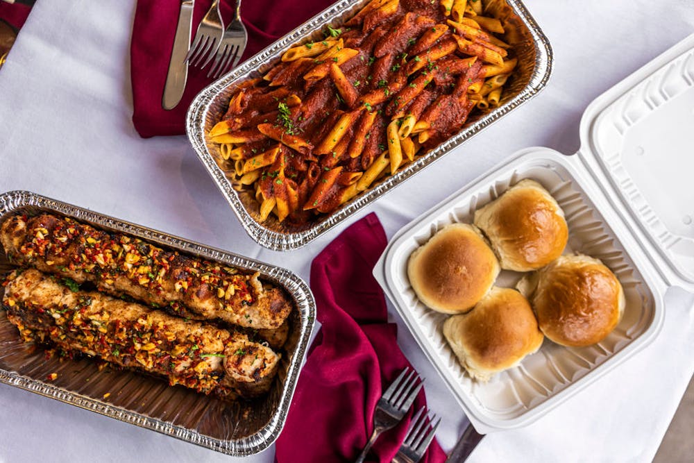a tray of food on a table