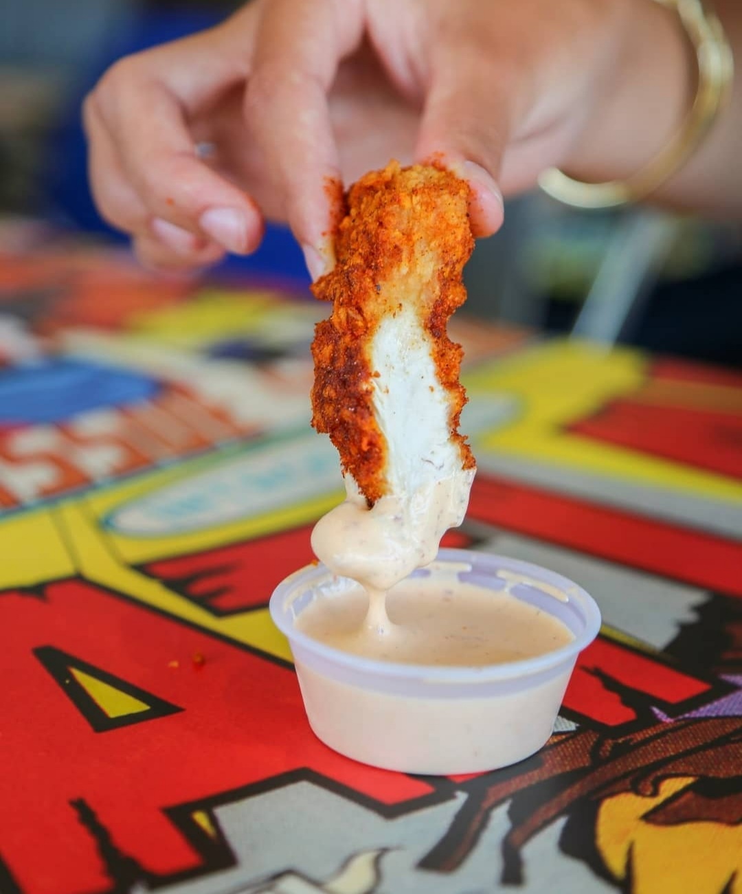 a person holding food