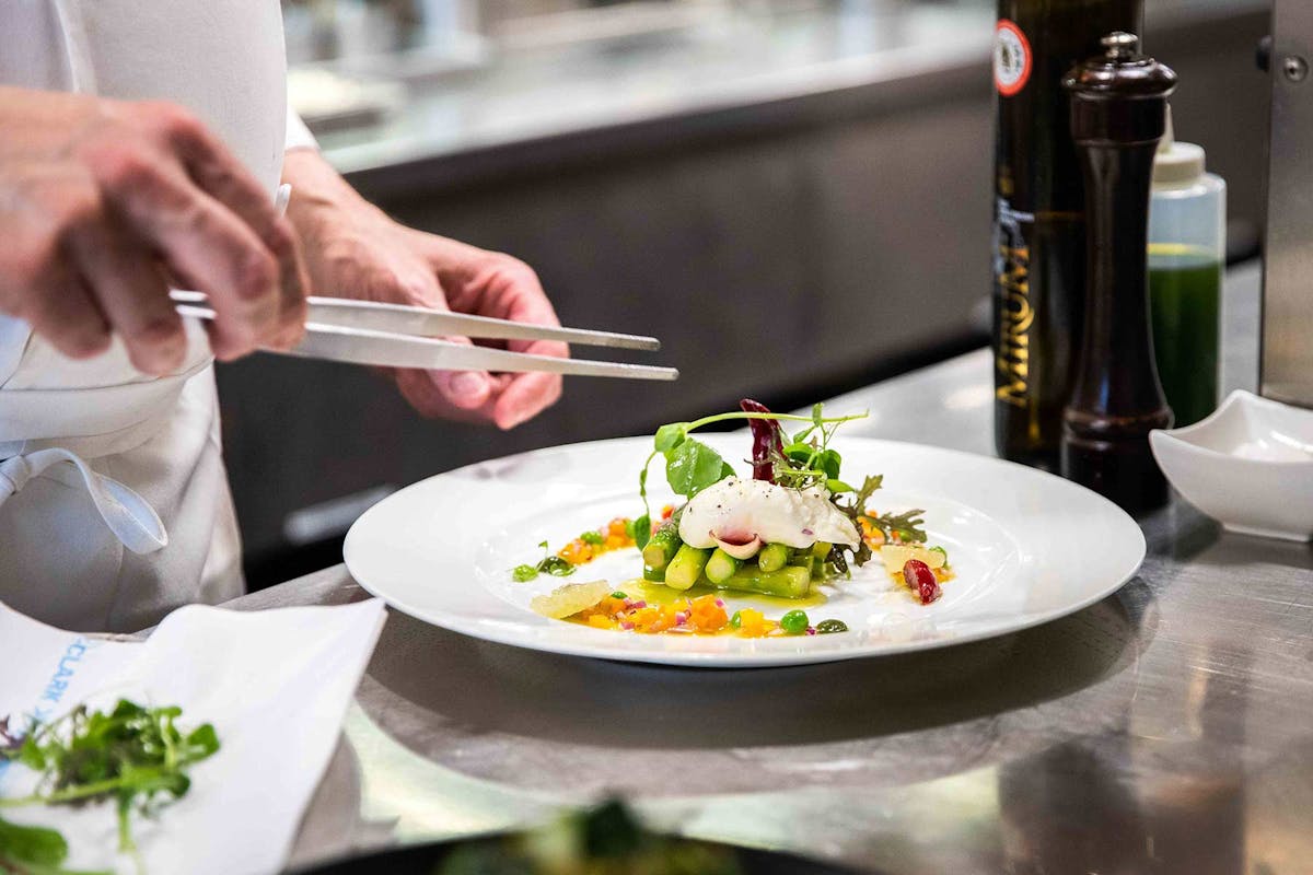 plating food in the kitchen