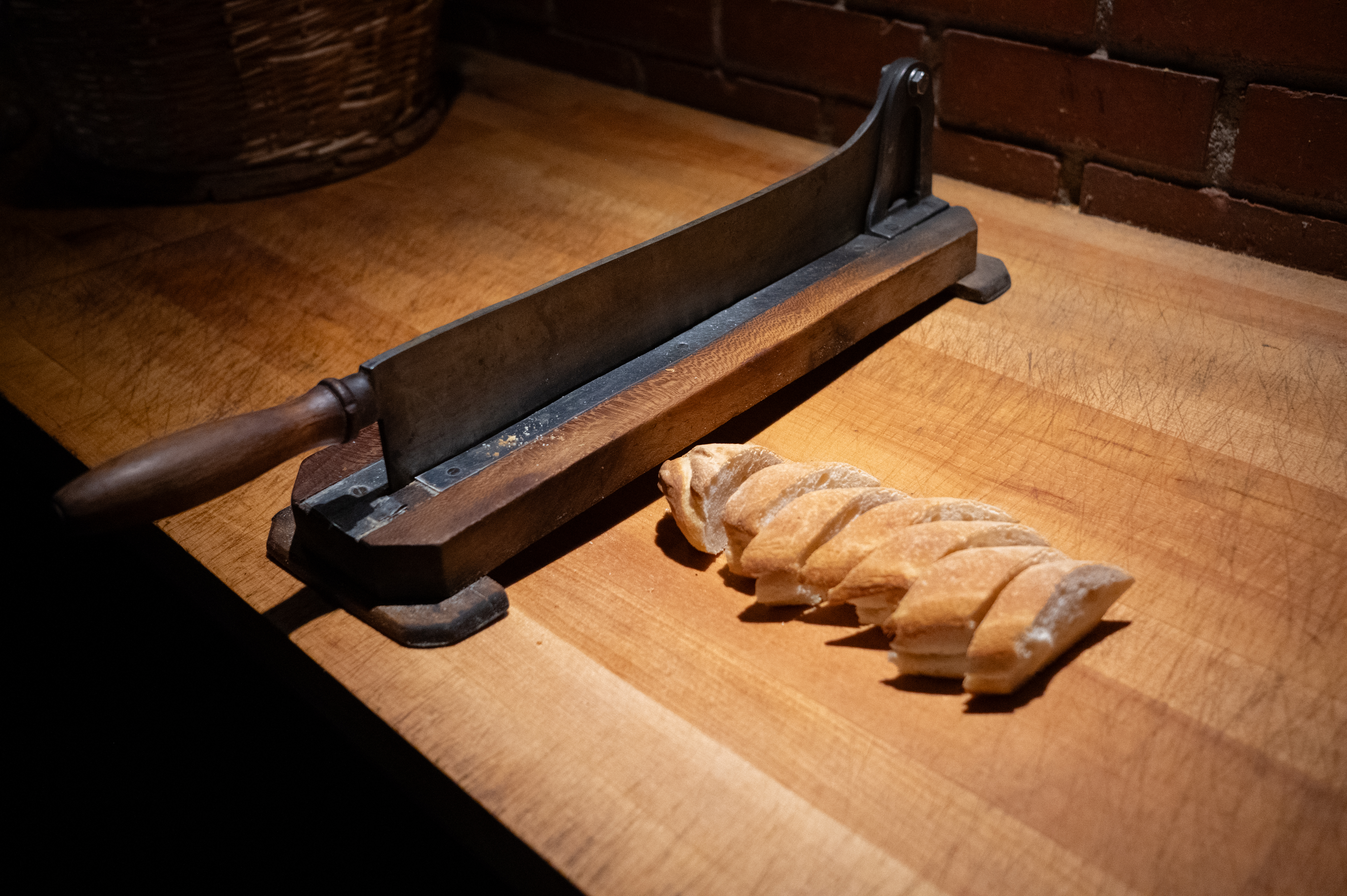 Antique New Orleans breadcutter and our homemade bread