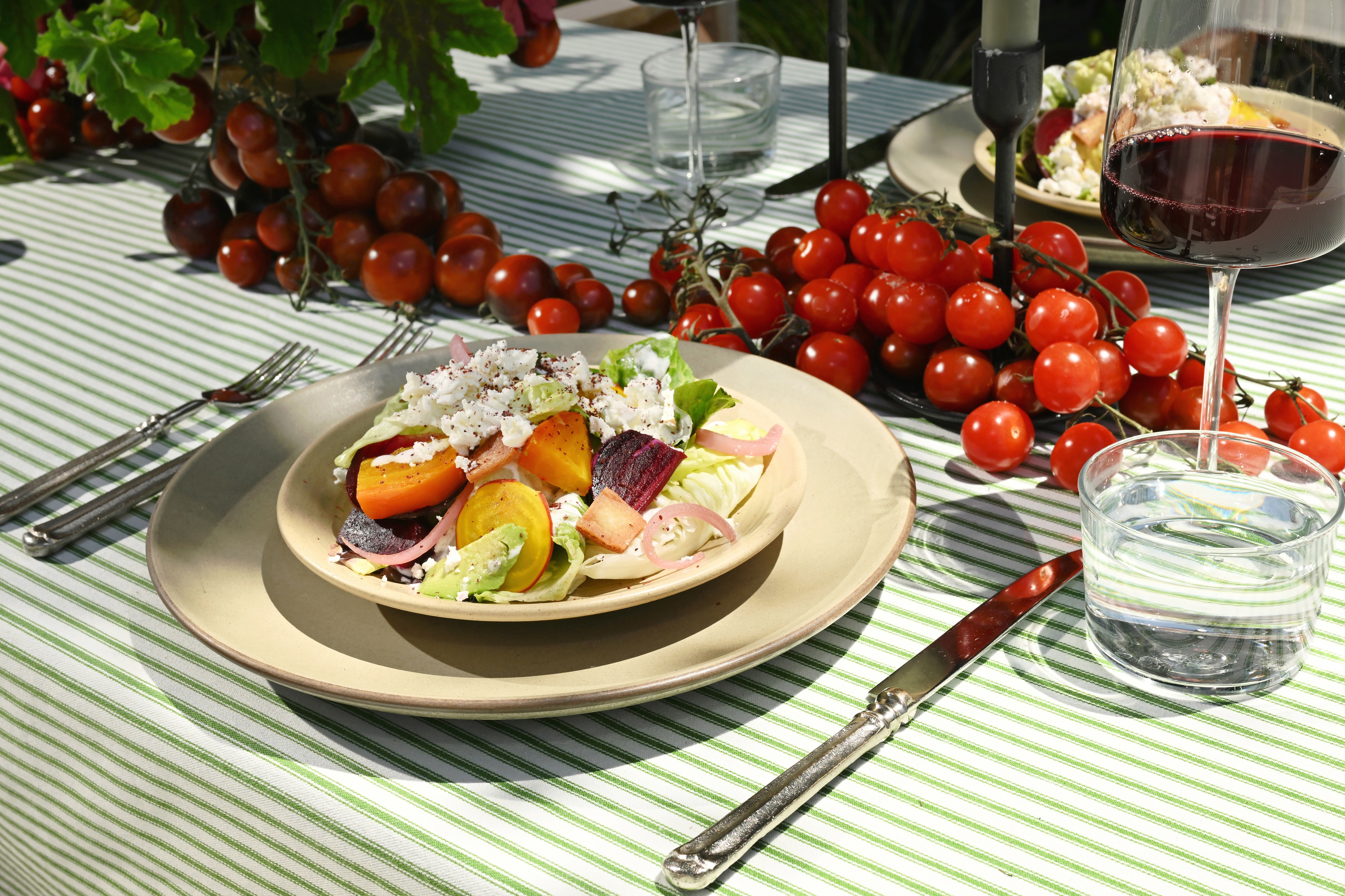 a table topped with plates of food on a plate