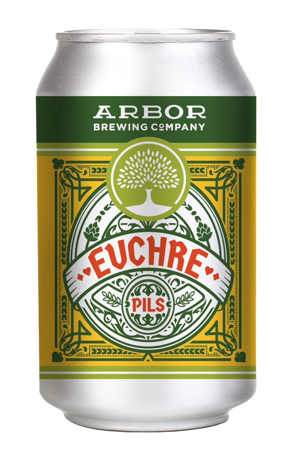a can of beer with a green and white label
