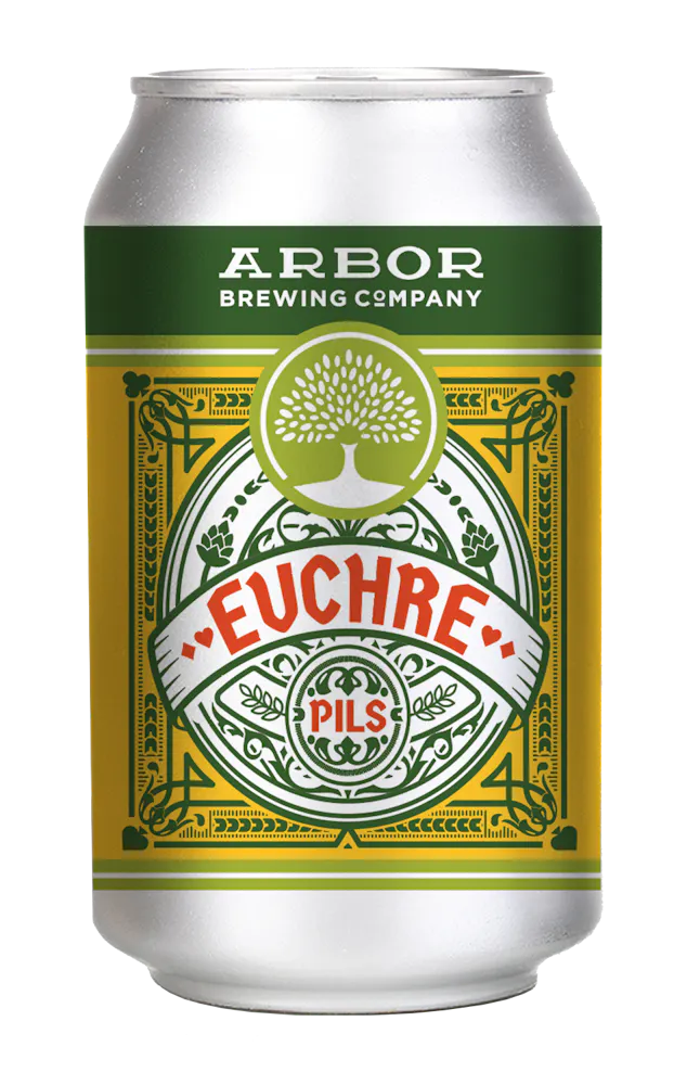a can of beer with a green and white label