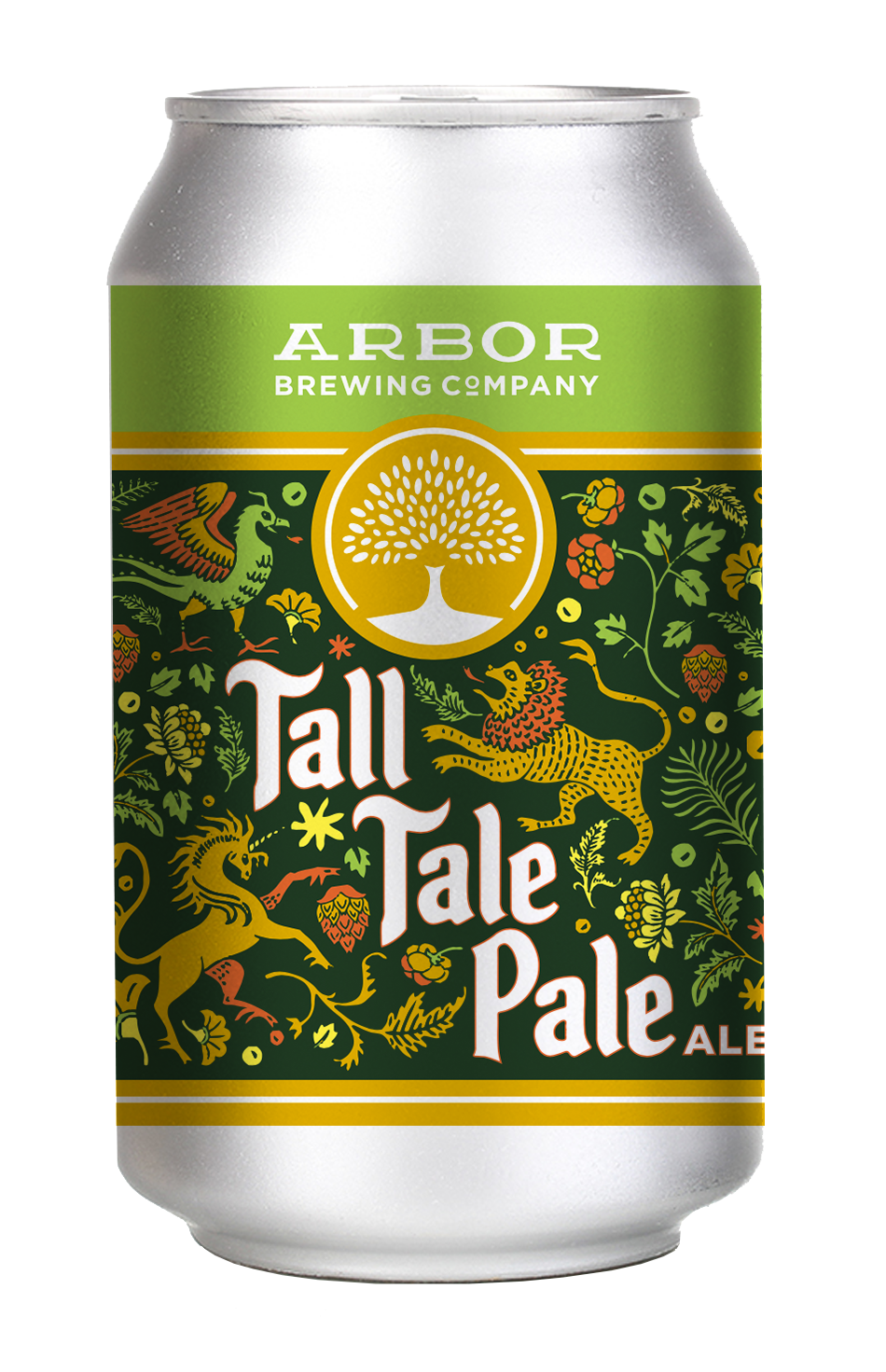 a can of beer with a green label
