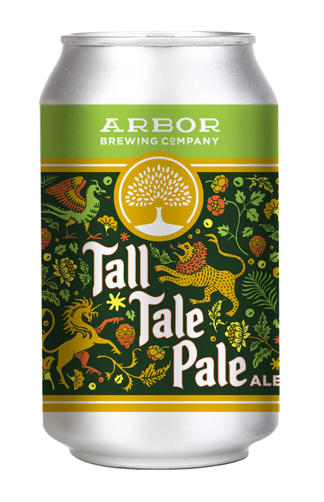 a can of beer with a green label