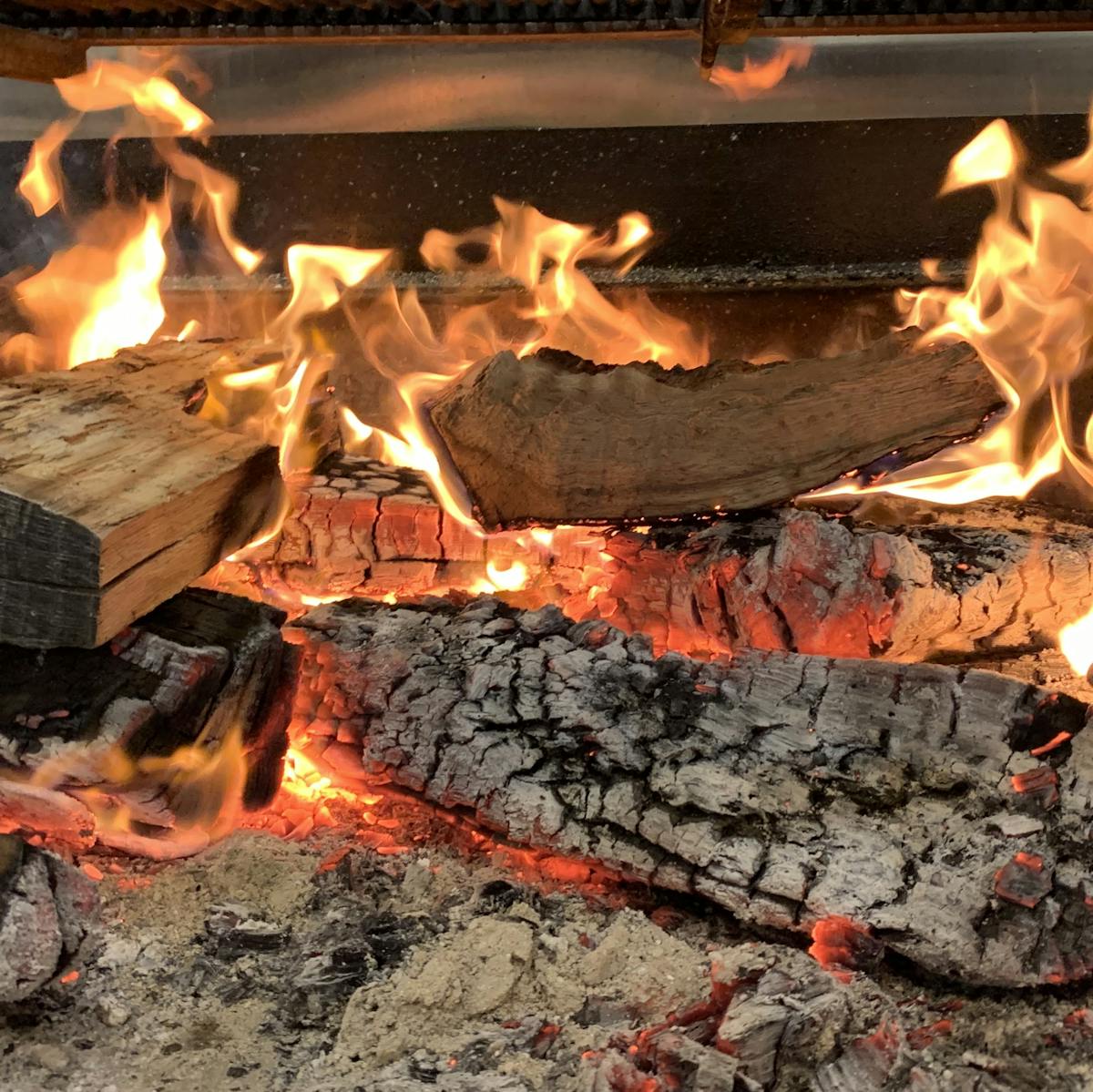 a close up of a fire oven