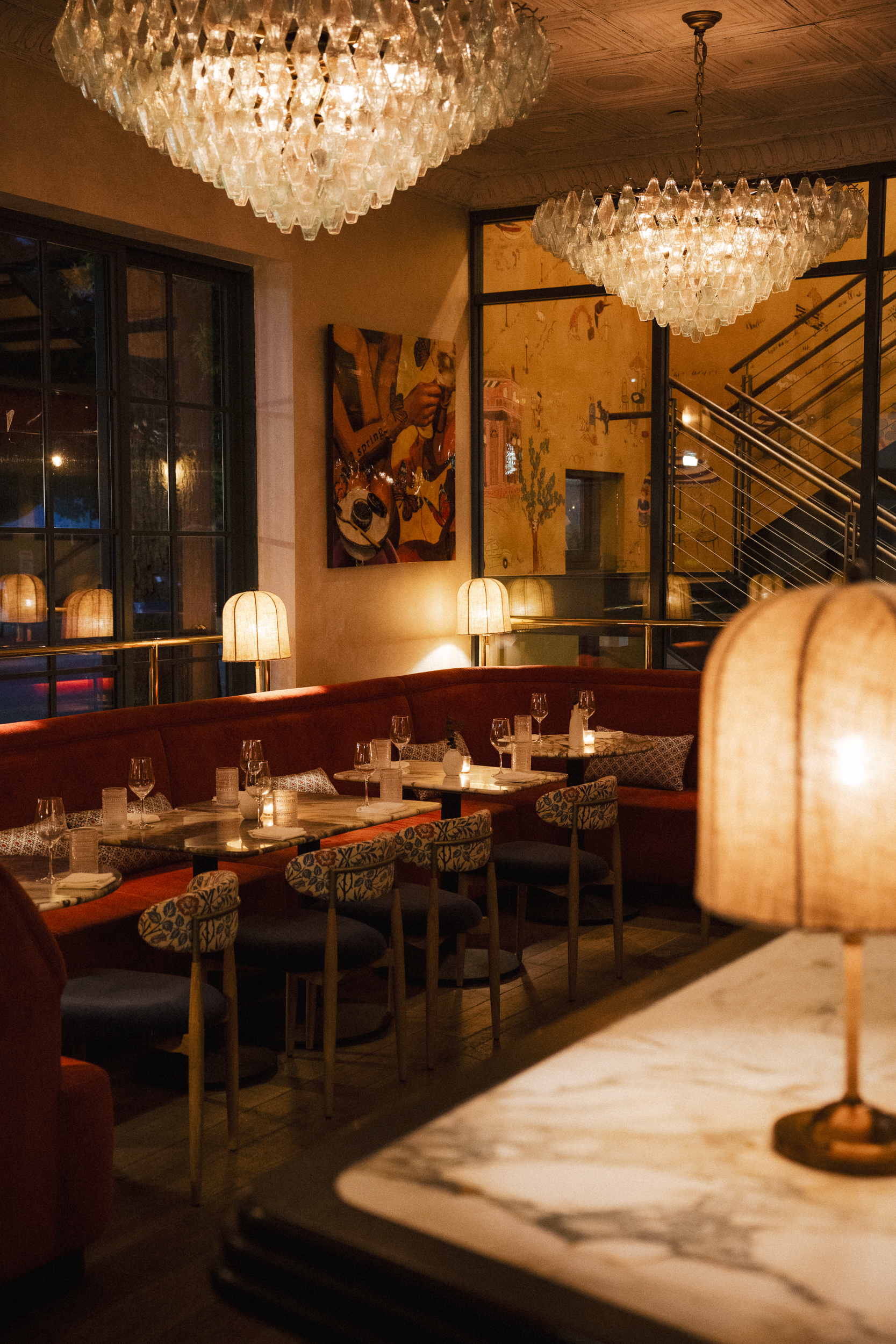 a room filled with furniture and a fireplace