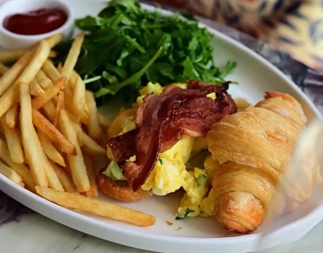 BEC sandwich with fluffy eggs, bacon, and avocado aioli at 2 Spring in Oyster Bay NY